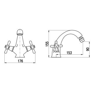 Смеситель для биде Rav Slezak Morava Retro MK143.5KCMAT черный матовый